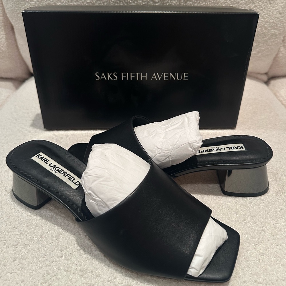 Karl Lagerfeld Black Mules with Sleek Heel